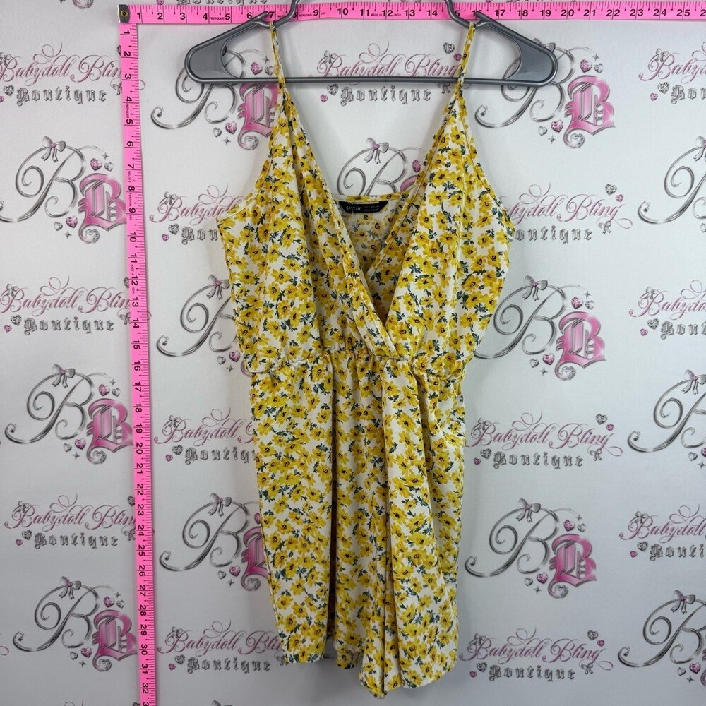 SHEIN romper shorts sun flowers bright Yellow Floral Spaghetti Strap one piece